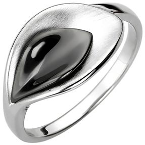 Ring aus 925 Silber Blatt teilmattiert & schwarz teilrhodiniert Fingerring