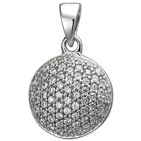 Pavé Anhänger rund Ø10,7mm 925 Silber mit 66 Zirkonia Silberanhänger Halsschmuck