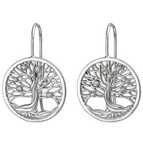 Ohrhänger Baum Lebensbaum aus 925 Silber mit 14 Zirkonia weiß Ohrschmuck