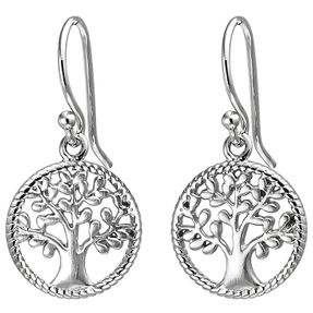 Ohrhänger Baum aus 925 Silber Ohrringe Ohrhaken Ohrschmuck teilmattiert