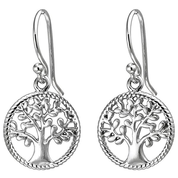 Ohrhänger Baum aus 925 Silber teilmattiert