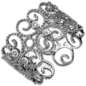 Offener Ring aus 925 Silber mit 10 weißen Zirkonia Fingerring mit Ornament