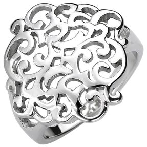 Breiter Ring aus 925 Silber Fingerring mit Ornament B: 19,5mm Damen
