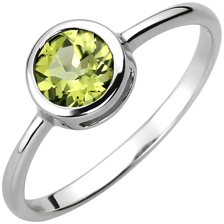 Solitär Ring aus 925 Silber mit Peridot grün