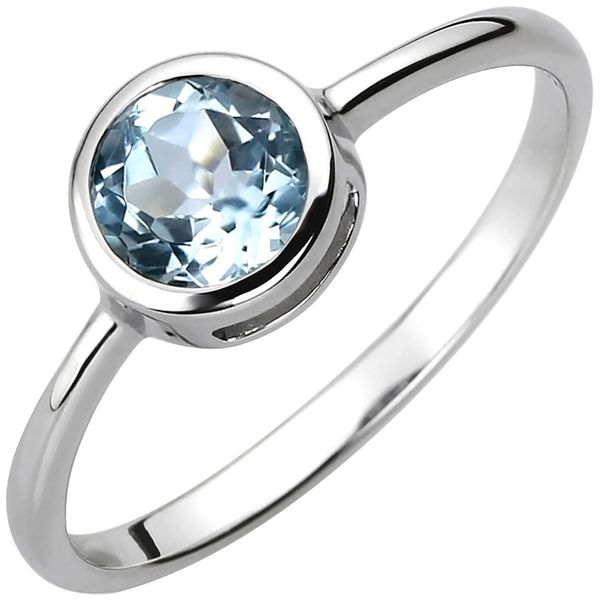 Solitär Ring 925 Silber mit Blautopas Topas blau hellblau