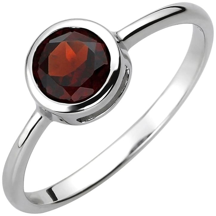 Solitär Ring 925 Silber mit Granat rot weinrot