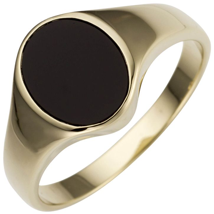 Ring aus 585 Gelbgold mit Onyx schwarz oval