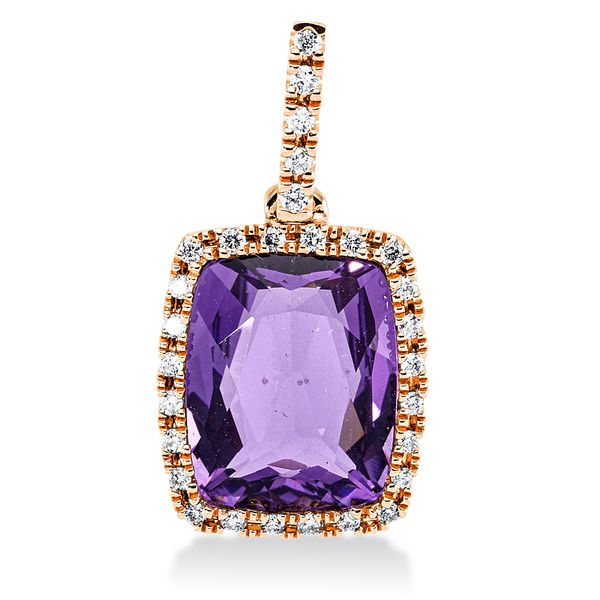 Anhänger aus 750 Rotgold Amethyst 29 Brillanten 0.13ct