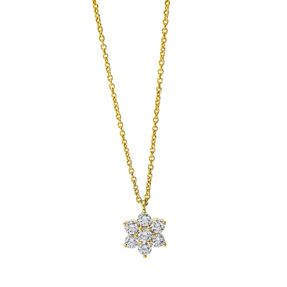 Collier Blume 750 Gelbgold 6 Brillanten 0,23ct TW-SI 1 Brillant 0,04ct TW-SI L:45cm