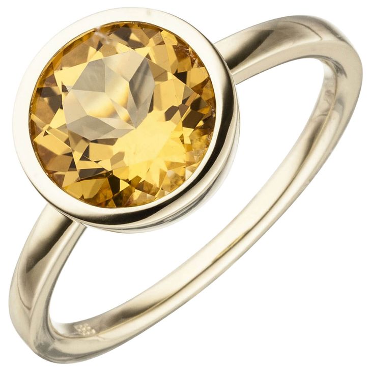 Ring aus 585 Gelbgold mit Citrin orange Ø10.6mm