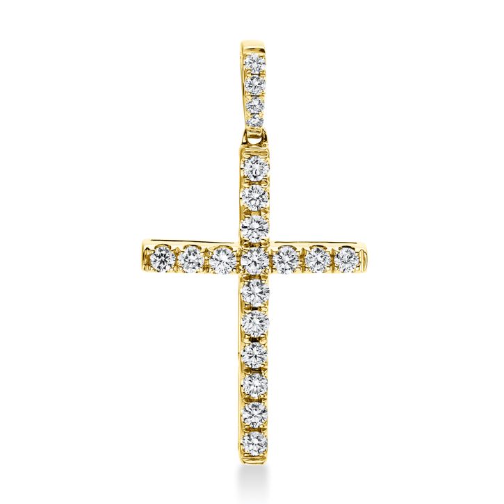 Anhänger Kreuz aus 750 Gelbgold 20 Brillanten 0.49ct