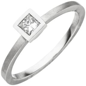 Ring aus 950 Platin mattiert mit Diamant in Princess-Schliff 0,20ct W/SI Damen