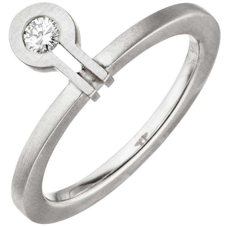 Ring aus 950 Platin mattiert mit Diamant Brillant