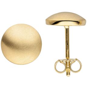 Ohrstecker Plättchen rund gewölbt Ø8mm aus 333 Gold Gelbgold Ohrschmuck mattiert