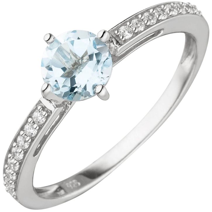 Ring aus 925 Silber mit Blautopas und Zirkonia