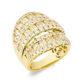 Ring breit aus 750 Gold Gelbgold 129 Diamanten 6,39ct B:24,8mm