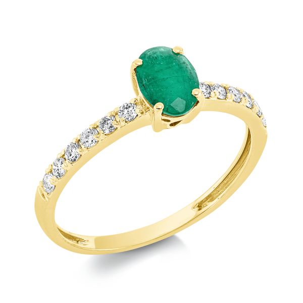 Ring aus 750 Gelbgold Smaragd 12 Brillanten 0.22ct