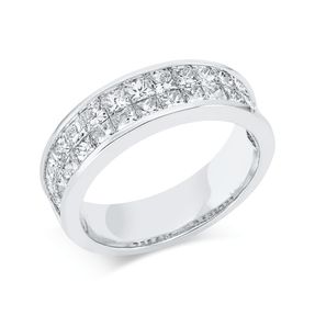 Halb-Memoire Ring 750 Weißgold 30 Diamanten Prinzess-Schliff 2,34ct TW-SI B:6,1mm