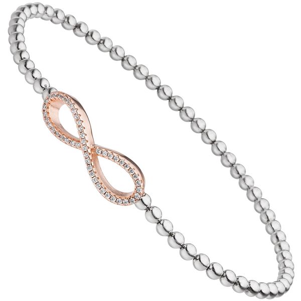 Elastisches Armband Unendlichkeit 925 Silber mit Zirkonia