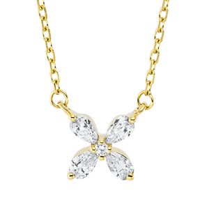 Collier Blume aus 750 Gold Gelbgold 5 Diamanten 0,19ct L:45,7cm