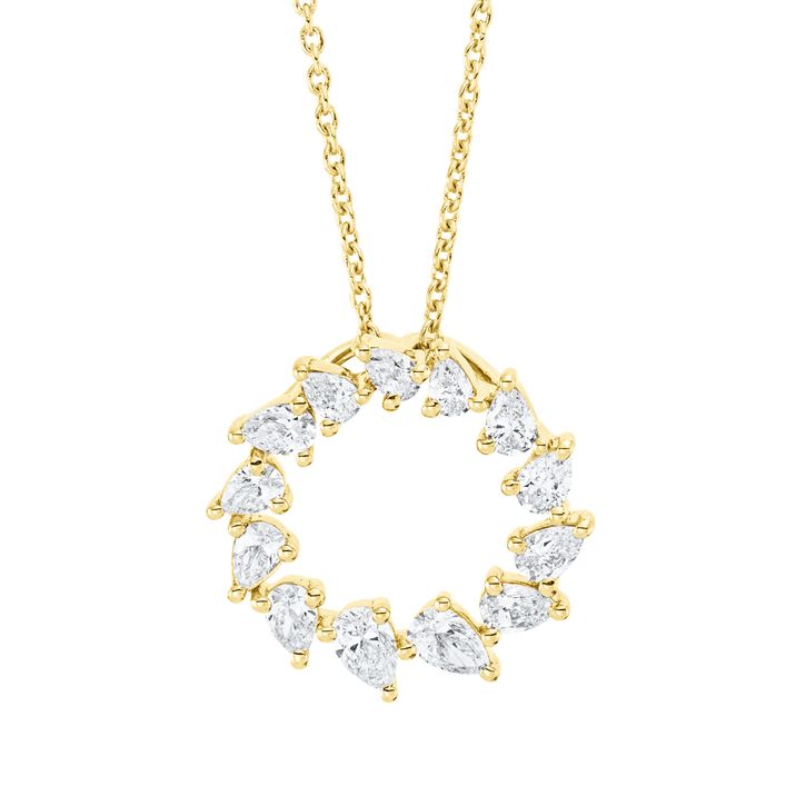 Collier Kreis aus 750 Gelbgold 13 Diamanten 0.85ct