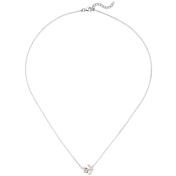 Collier mit Anhänger Anker 925 Silber 18 Zirkonia