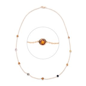 Collier aus 750 Gold Rotgold 9 Saphire 3,14ct mehrfarbig L:45,7cm Zarge