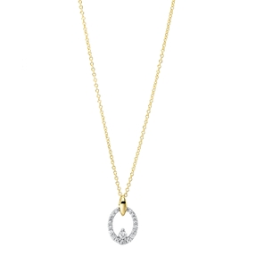 Collier Kreis 750 Gelbgold 18 Brillanten 0,18ct TW-SI L:45,7cm Fassung rhodiniert
