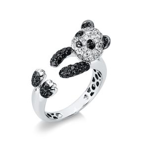 Ring aus 750 Weißgold 89 Diamanten 0,85ct B:8,9mm Fassung teils schwarz rhodiniert