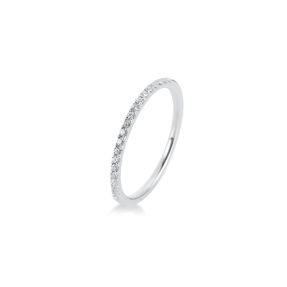 Halb-Memoire Ring aus 750 Weißgold 19 Brillanten 0,15ct TW-SI B:1,3mm