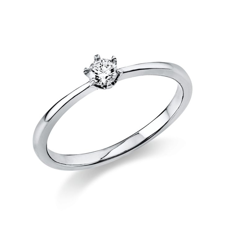 Solitaire Ring aus 585 Weißgold 1 Brillant 0.15ct