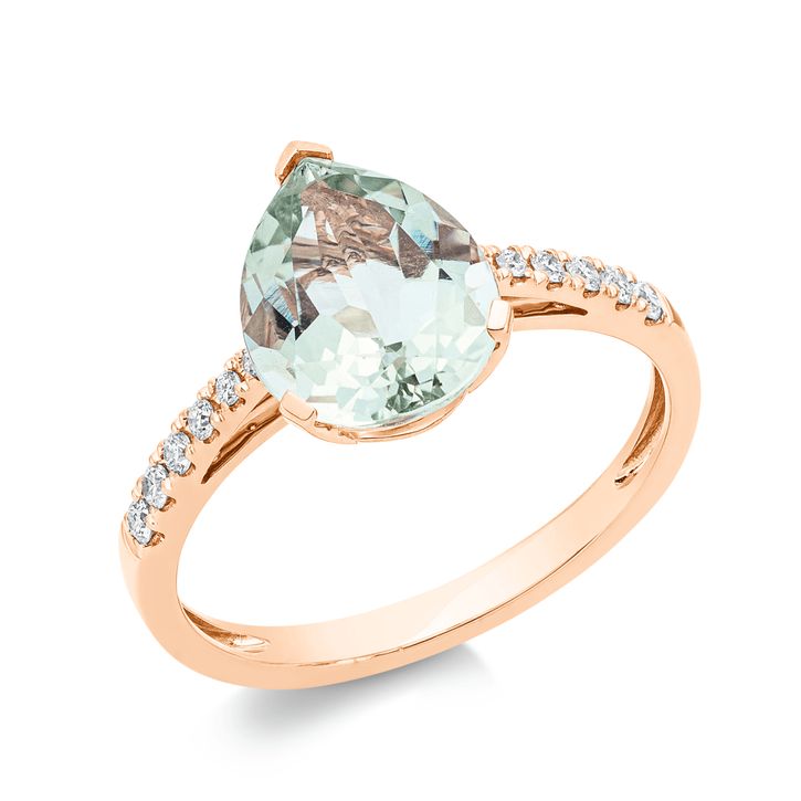 Ring aus 750 Rotgold Amethyst 12 Brillanten 0.14ct