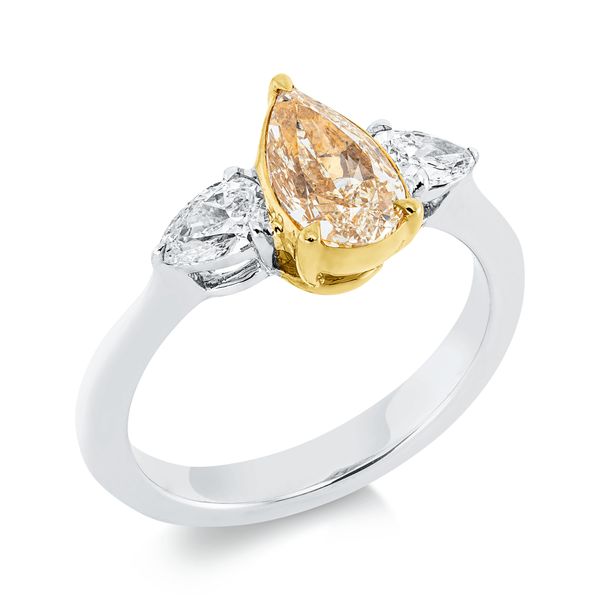 Ring aus 750 Gold gelb weiß 3 Diamanten 1.64ct