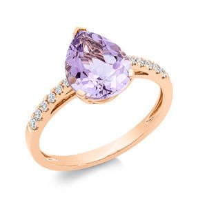 Ring aus 750 Rotgold Amethyst 2,3ct pink 12 Brillanten 0,14ct TW-SI B:10,7mm