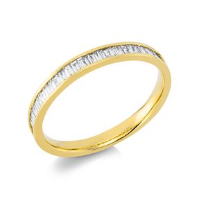 Halb-Memoire Ring 750 Gelbgold 32 Diamanten Baguette-Schliff 0,28ct TW-SI B:2,7mm