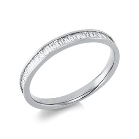 Halb-Memoire Ring 750 Weißgold 32 Diamanten Baguette-Schliff 0,29ct TW-SI B:2,7mm