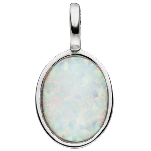 Anhänger aus 925 Silber mit Opal-Imitation oval