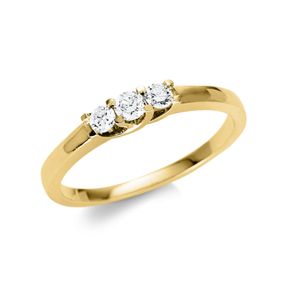 Halb-Memoire Ring 750 Gelbgold 2 Brillanten 0,14ct TW-SI 1 Brillant 0,09ct TW-SI