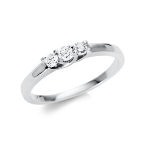 Halb-Memoire Ring 750 Weißgold 2 Brillanten 0,13ct TW-SI 1 Brillant 0,09ct TW-SI