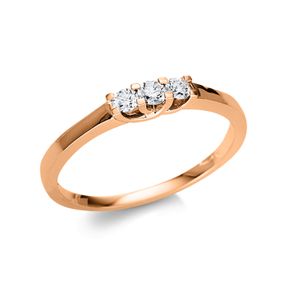 Halb-Memoire Ring aus 750 Gold Rotgold 3 Brillanten 0,17ct TW-SI B:3mm