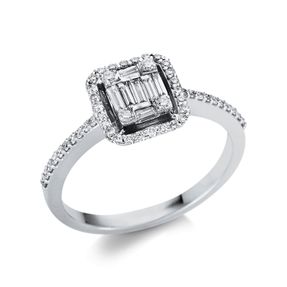 Ring aus 750 Weißgold 57 Diamanten Fanatsy-Schliff 0,34ct TW-VSI/SI B:8,8mm