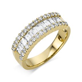 Ring aus 750 Gold Gelbgold 43 Diamanten 1,1ct TW-VSI B:6,7mm