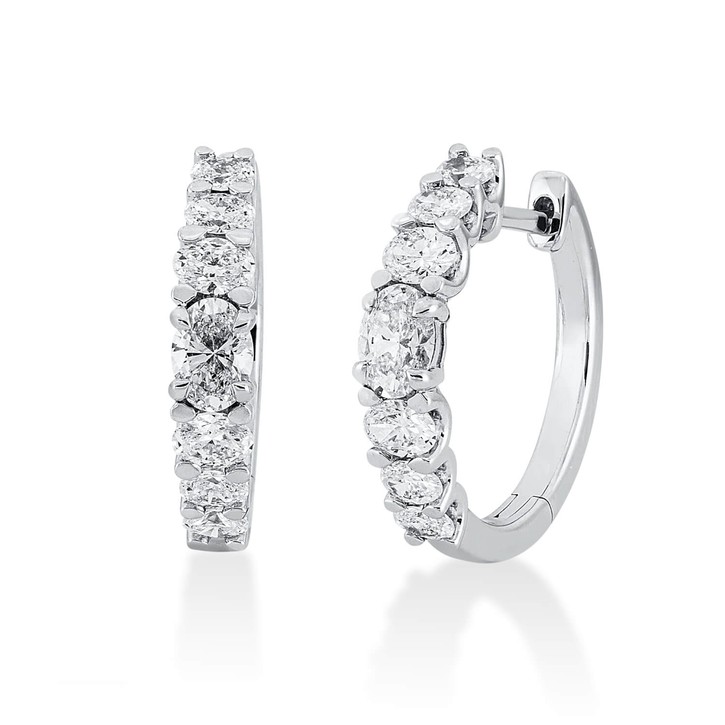 Creolen aus 750 Weißgold 14 Diamanten 1.16ct