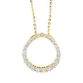 Collier Kreis aus 750 Gold Gelbgold 25 Brillanten 1,15ct TW-SI L:42cm