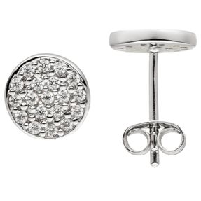 Ohrstecker aus 925 Silber rhodiniert mit 38 Zirkonia rund Ø8mm Ohrschmuck Damen