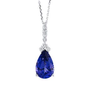 Collier aus 750 Weißgold Tansanit 5,04ct blau 8 Brillanten 0,21ct TW-SI L:45,7cm