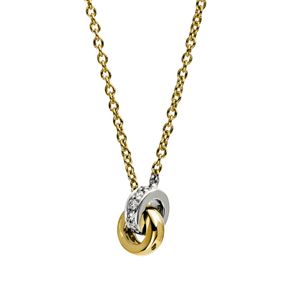 Collier aus 585 Gold gelb/weiß 11 Brillanten 0,05ct W-SI L:42cm