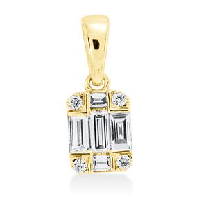 Anhänger aus 750 Gelbgold 9 Diamanten 0,14ct TW-SI 10,6x4,2mm Fassung rhodiniert