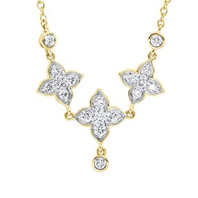 Collier aus 750 Gelbgold 18 Diamanten 0,33ct TW-SI L:45cm Fassung rhodiniert