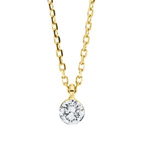 Solitaire Collier aus 750 Gold Gelbgold Brillant 0,2ct TW-SI L:45cm